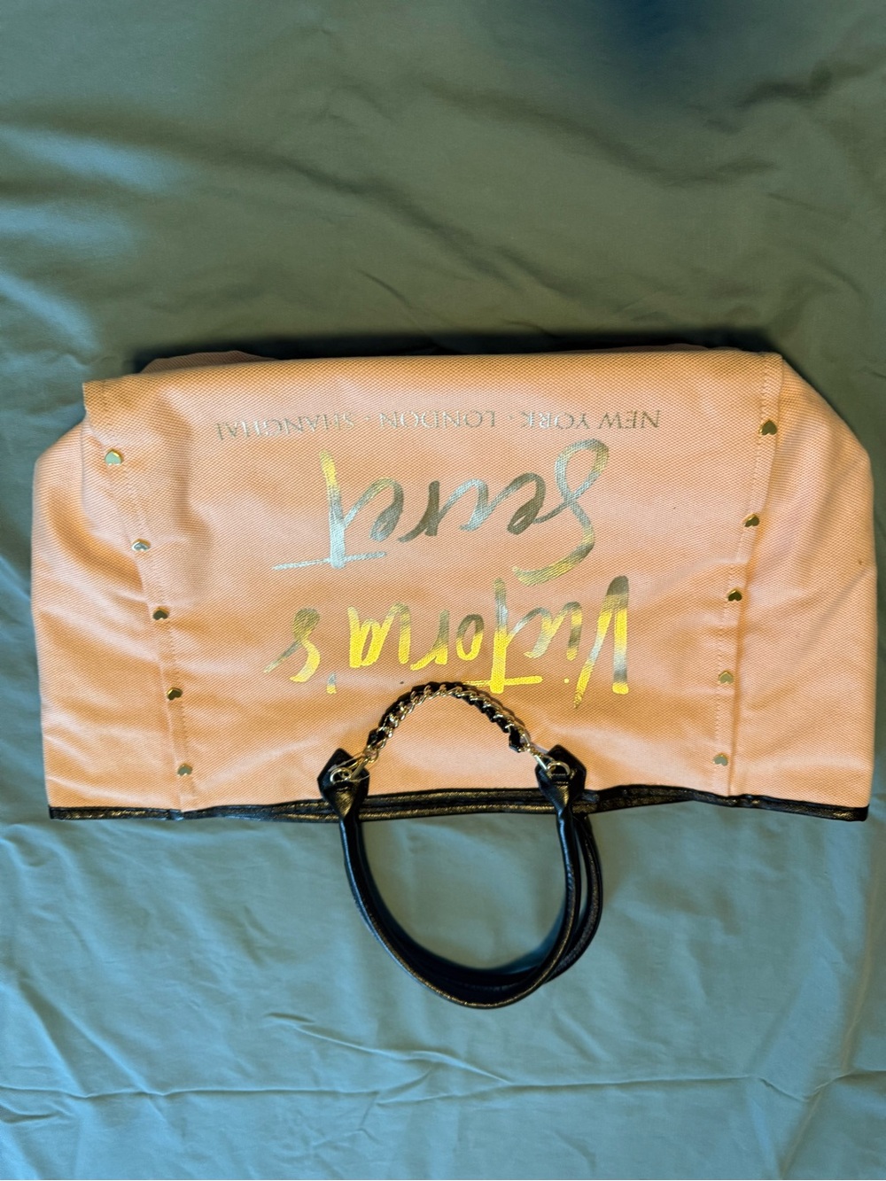 Victoria's Secret Pink Tote with Black Handles and Metallic Logo